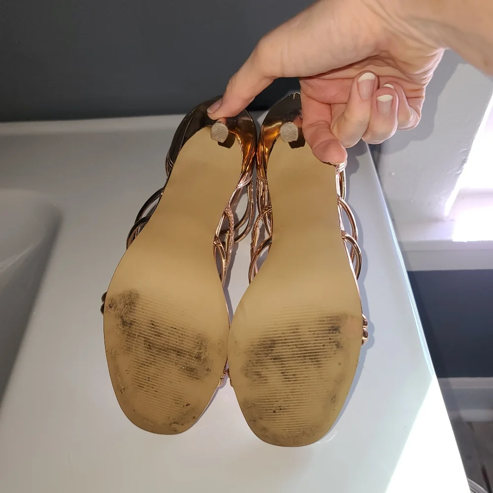 Steve Madden Gold Strappy Heels - Picture 5 of 5